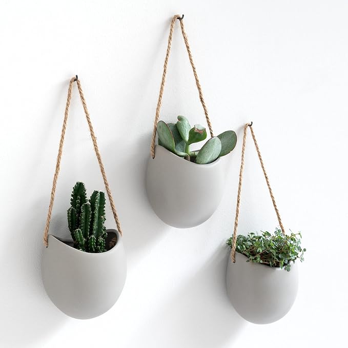 Kazai. Wall Planters -Ellie- | Hanging Ceramic Plant Pots 3 Pieces | Wall by KAZAI