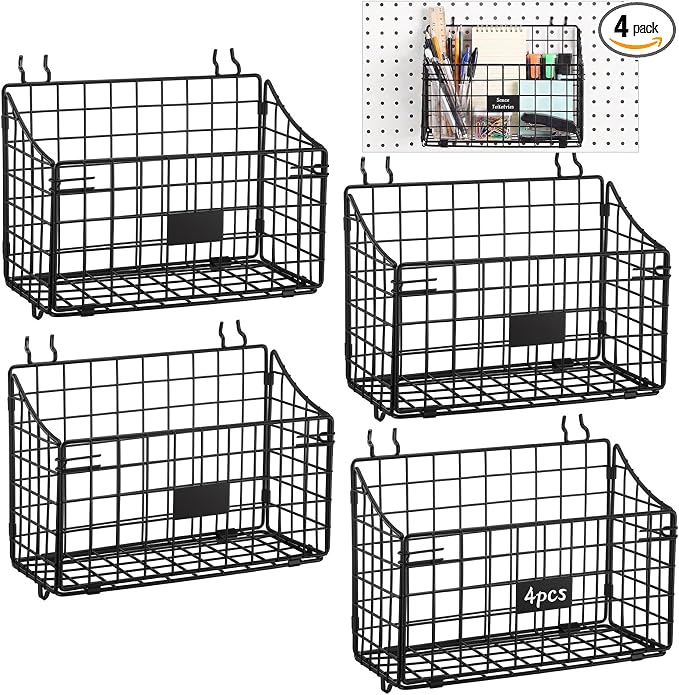 4 Pcs Peg Board Bins and Baskets Peg Board Organizer Pegboard Accessories by Yiyiring