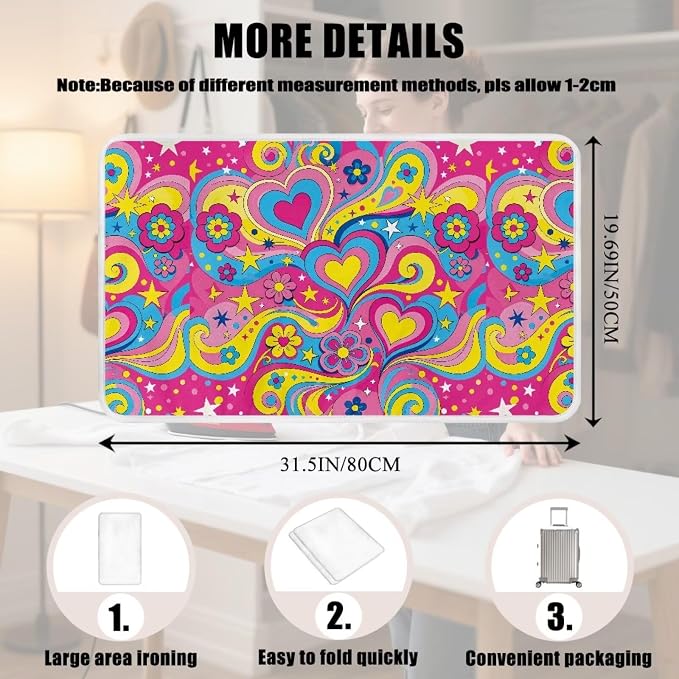 Boho 70s Hippie Style Ironing Mat Foldable Heart Shaped Pattern Ironing Pad - Image 5