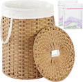 Laundry Hamper with Lid 23.8 Gal Round Laundry Basket with Lid Handwoven by SETVSON