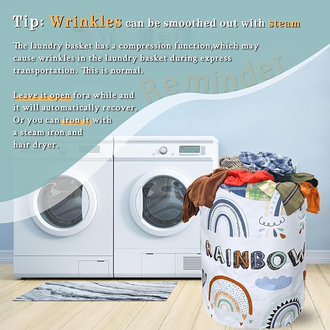 Cute Boho Rainbow Laundry Basket Foldable - Image 6