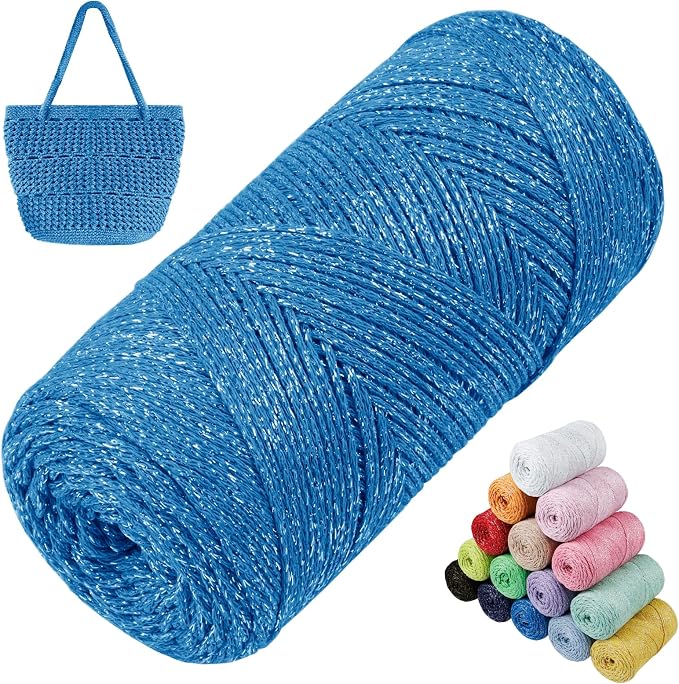 Sparkle Macrame Cord 1.5mm x 306 Yards Cotton Glitter Yarn by LEREATI