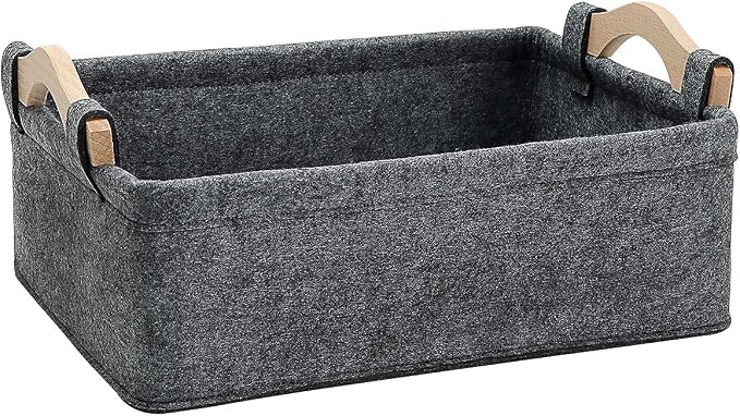 Small Storage Basket Soft Felt Collapsible Baskets Storage Bins by KWLET