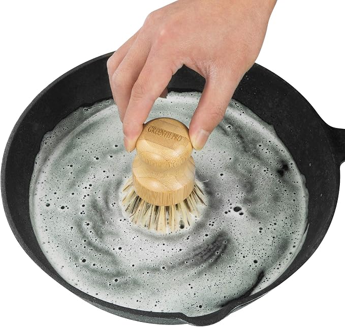 Palm Pot Dish Brush- Nature Bamboo 2 Packs Mini Durable Scrub - Image 6