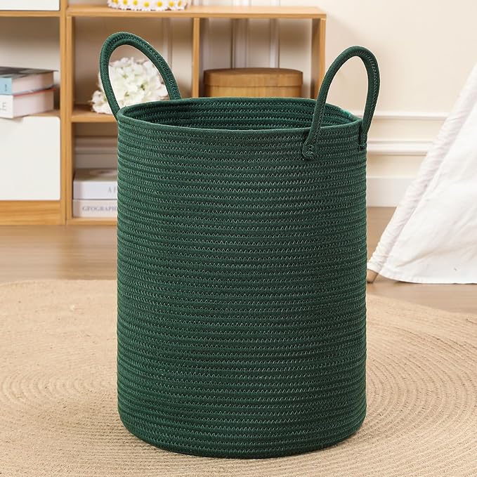40L Woven Laundry Basket Hamper, 100% Natural Cotton Rope, Handwoven & Durable by Romea+Lutiss