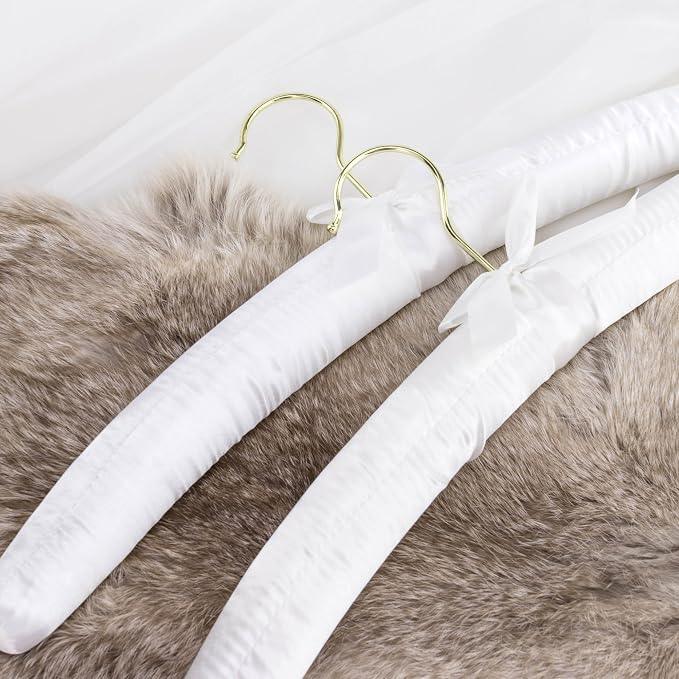 HANGERWORLD 5 White 17inch Classic Satin Padded Hangers - Image 5