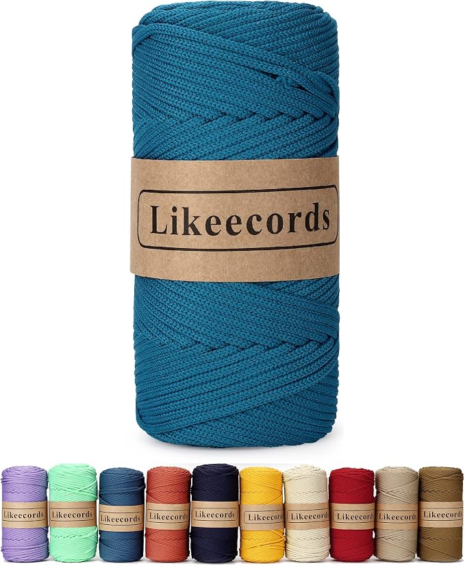 4mm Polyester Braided Macrame Cord 140Yards /426Feet, Elastic Yarn by Likeecords