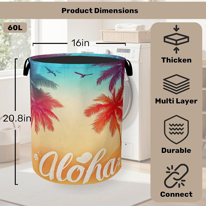 Hawaiian Sunset Foldable Canvas Laundry Basket - Image 2