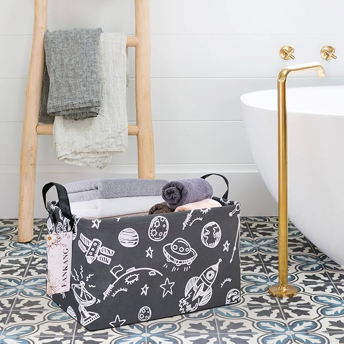 FANKANG Storage Basket, Nursery Hamper Canvas Laundry Basket Foldable - Image 4