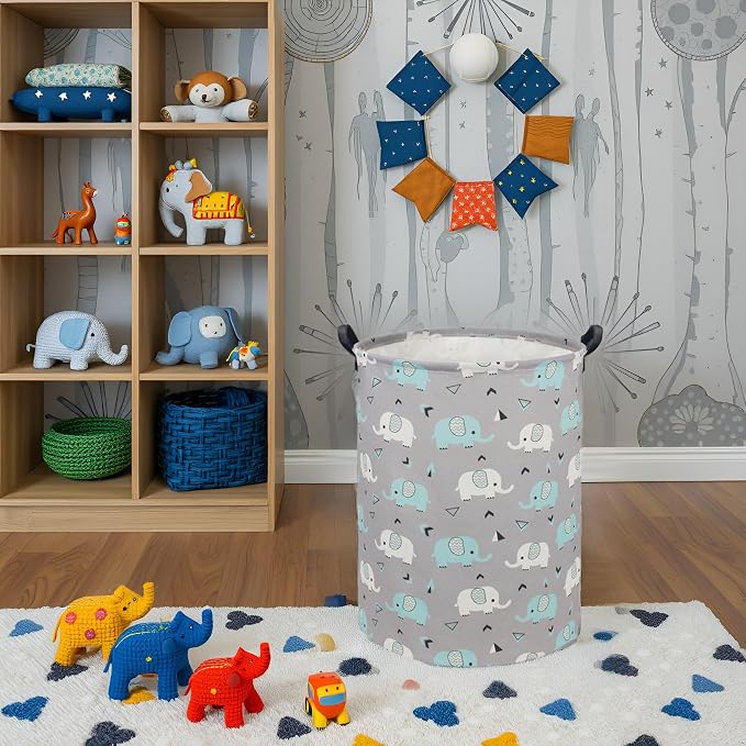 HIYAGON Elephant Baby Laundry Basket Baby Hamper - Image 2