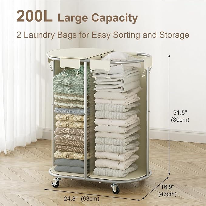 Chrislley 200L Double Laundry Hamper - Image 2