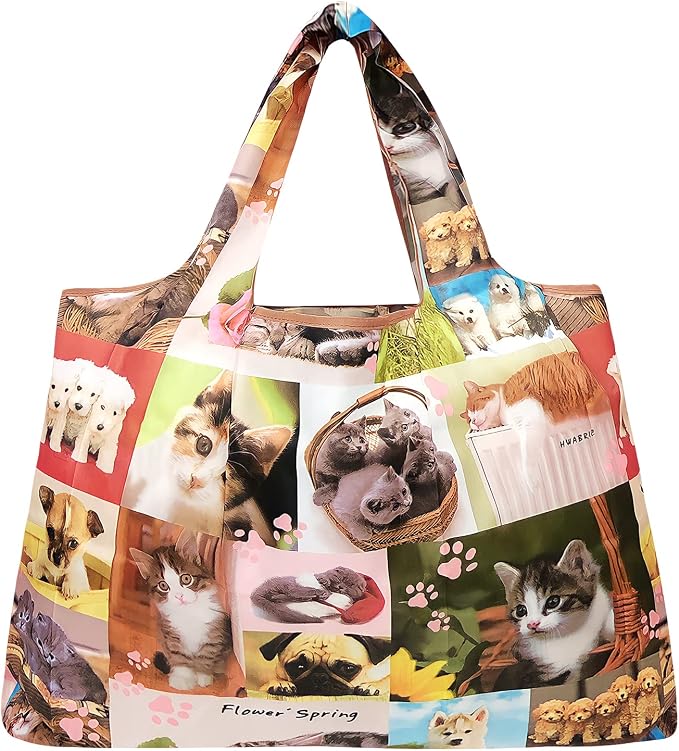 allydrew Large Foldable Tote Nylon Reusable Grocery Bag - Image 4