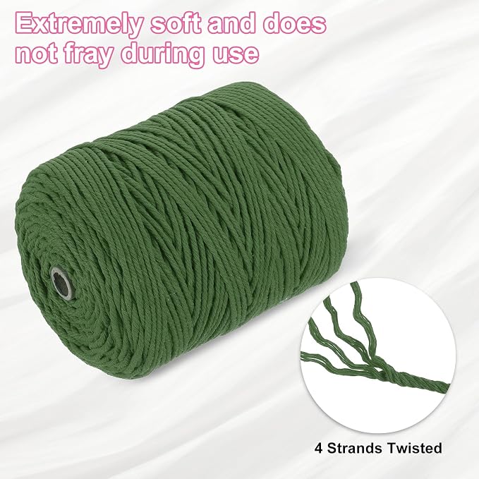 HARFINGTON Natural Macrame Cord 3mm x 328 Yards 4 Strand Twisted Cotton Macrame - Image 3