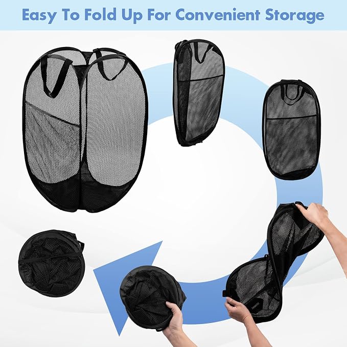 DUCOO Pop Up Hamper, Foldable Mesh Laundry Basket - Image 5