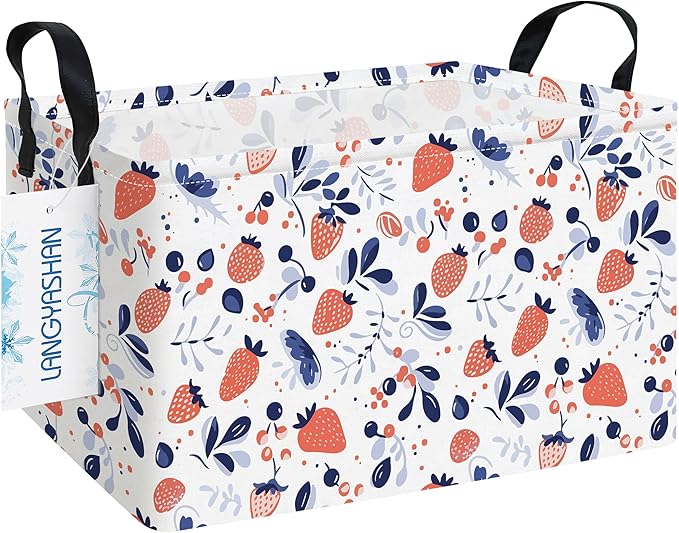 LANGYASHAN Rectangular Storage Bin Collapse Canvas Fabric Cartoon Storage Basket - Image 9