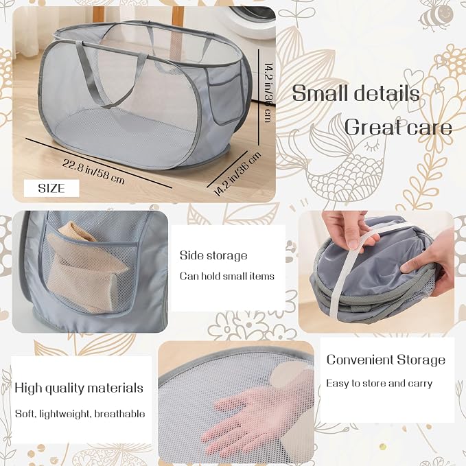 3 Pcs popup laundry hamper Sturdy Large Capacity collapsible laundry basket - Image 2