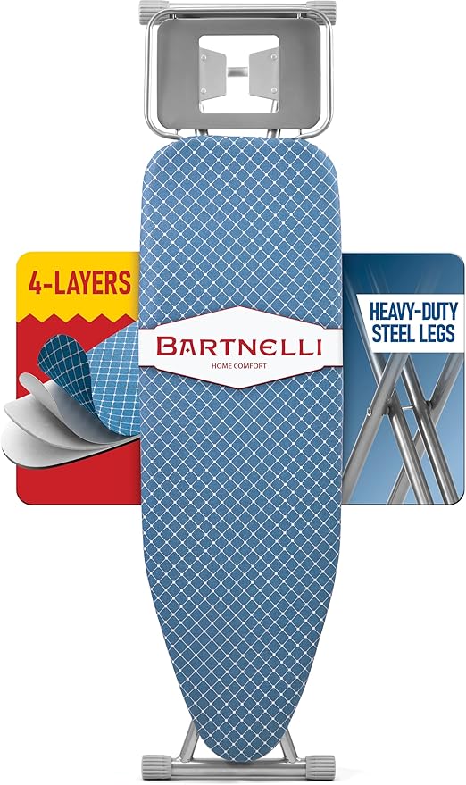 Bartnelli Premium Full-Size Ironing Board 45x15 Inch Large Surface, Integrated by Bartnelli