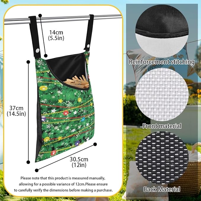 Christmas Tree Lights Clothes Pin Hanging Bag Clothespin Storage Bag Portable - Image 6