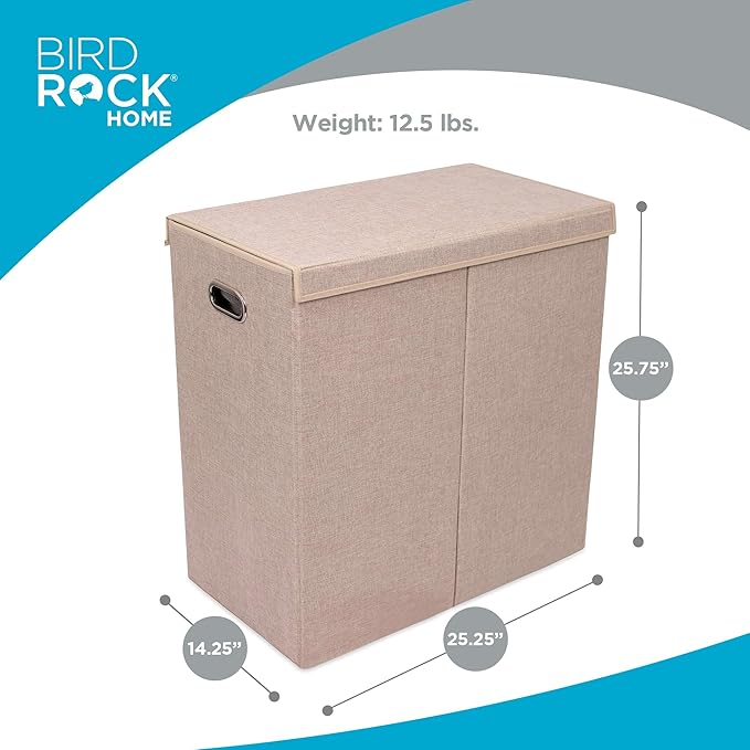 BIRDROCK HOME Double Laundry Hamper - Image 2