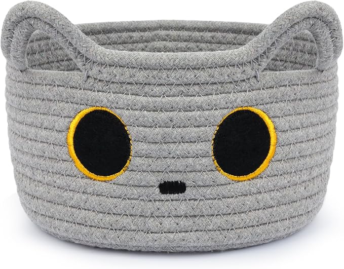 Small Storage Basket, Cat Basket Woven Cotton Rope Basket by Hkojewp