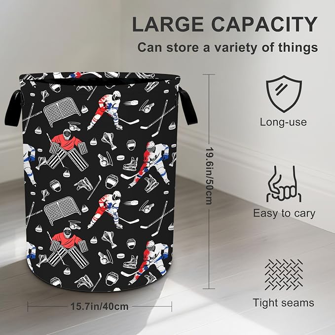 Hockey Laundry Basket Storage Bin Foldable Laundry Hamper Clothes Storage - Image 4