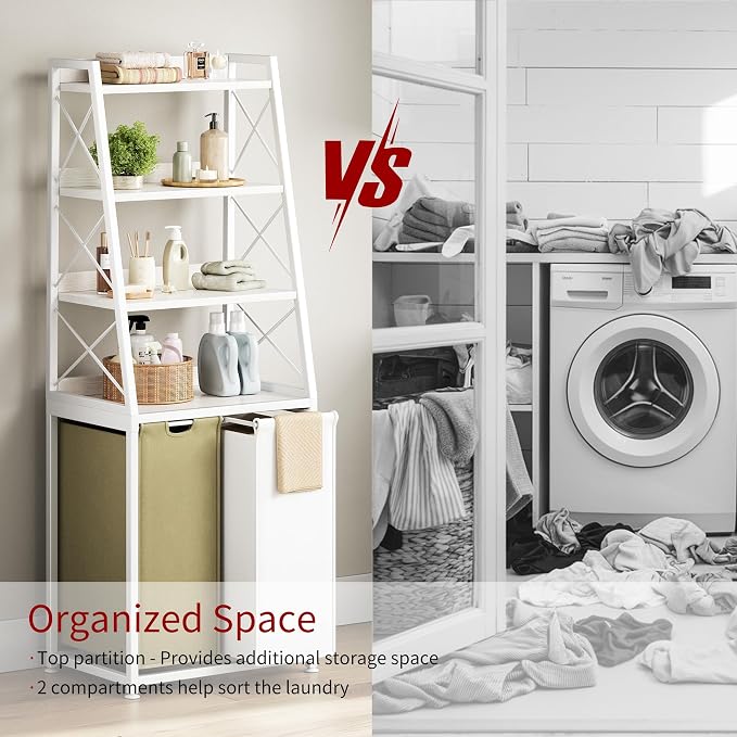 Laundry Basket, 2 Section Laundry Hamper - Image 5