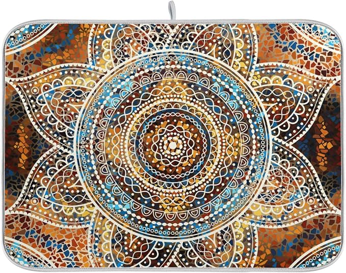 Decorative Mandala Dish Drying Mats 18 x 24 Inch Super Absorbent Microfiber by susiyo