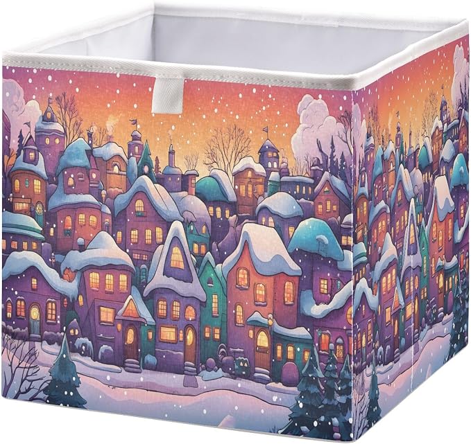 senya Large Storage Bins Christmas Town Collapsible Foldable Storage Cubes by senya