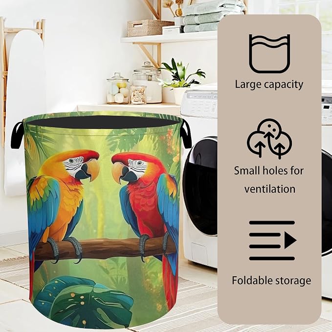 Tropical Parrot Foldable Laundry Hamper - Image 7