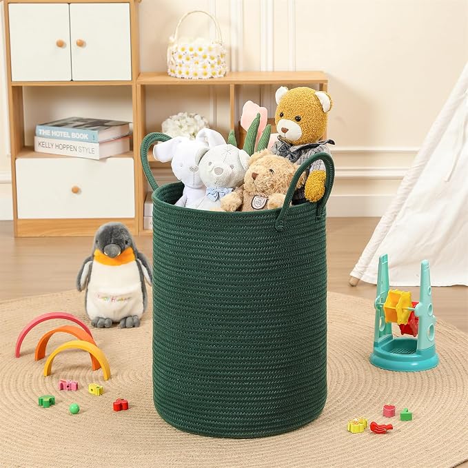 40L Woven Laundry Basket Hamper, 100% Natural Cotton Rope, Handwoven & Durable - Image 4