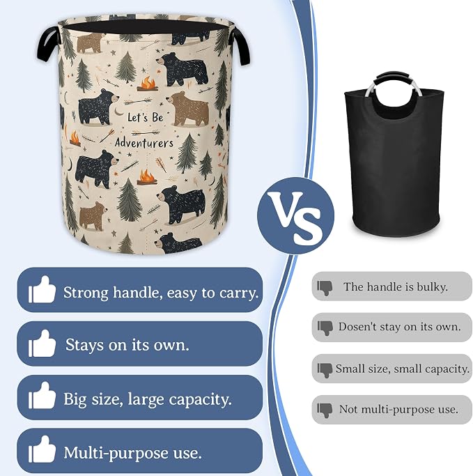 Funny Adventure Bear Forest Laundry Basket, Oxford Cloth Laundry Hamper - Image 3