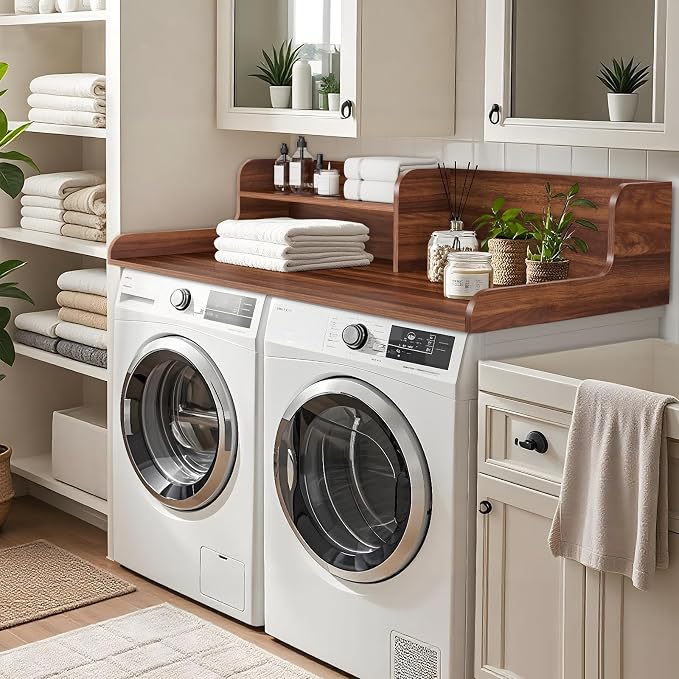 Kaboon Washer Dryer Countertop 2 Tier 54 inches Wide, Laundry Shelf Topper - Image 2