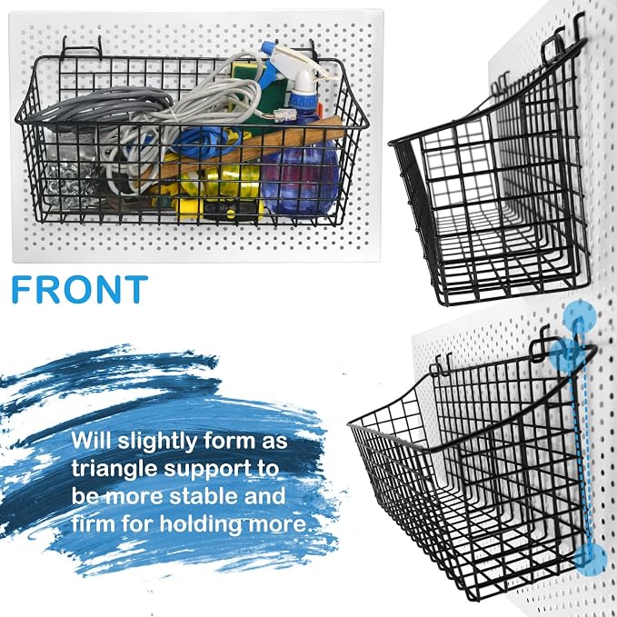 G.CORE 2 Pack Pegboard Baskets, Peg Board Baskets Bins Set - Image 5