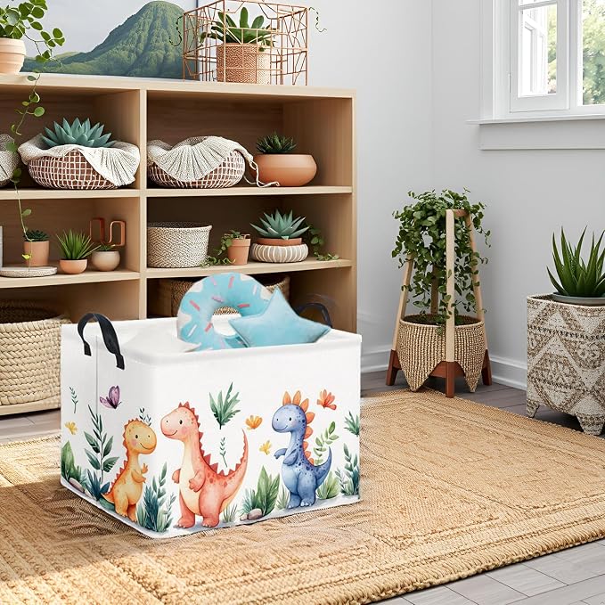 HIYAGON Rectangular Dinosaur Basket Kids Baby Storage Bin Toy Basket Organizer - Image 4