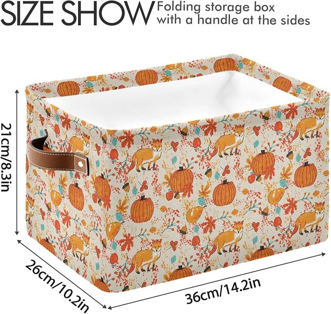 Fall Pumpkin Fox Storage Basket - Image 3