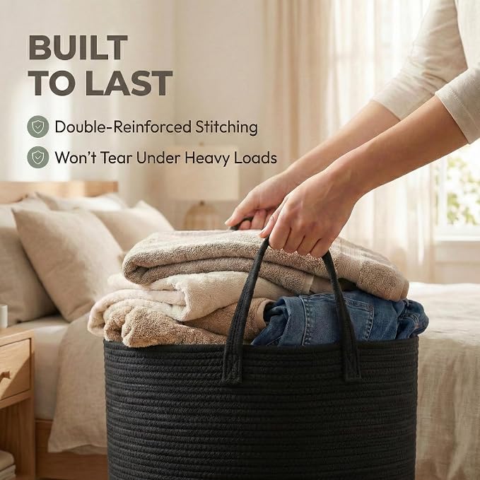 65L Extra Large Blanket Basket for Living Room - Image 6