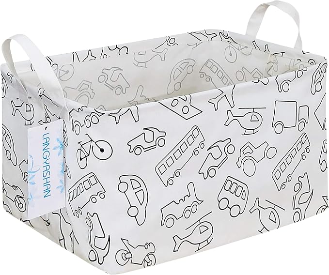 LANGYASHAN Rectangular Storage Bin Collapse Canvas Fabric Cartoon Storage Basket by LANGYASHAN