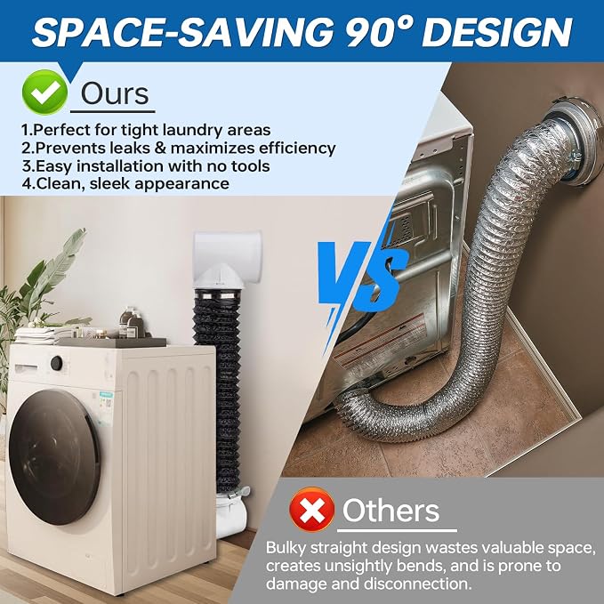 Dryer Vent Connector Kit with 90 Degree Elbow & 6-Layer Flexible Hose, - Image 3