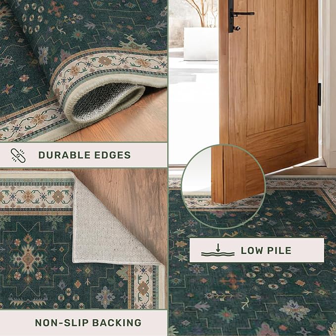 Vintage Dark Green 2x10 Hallway Runner Rug - Image 5