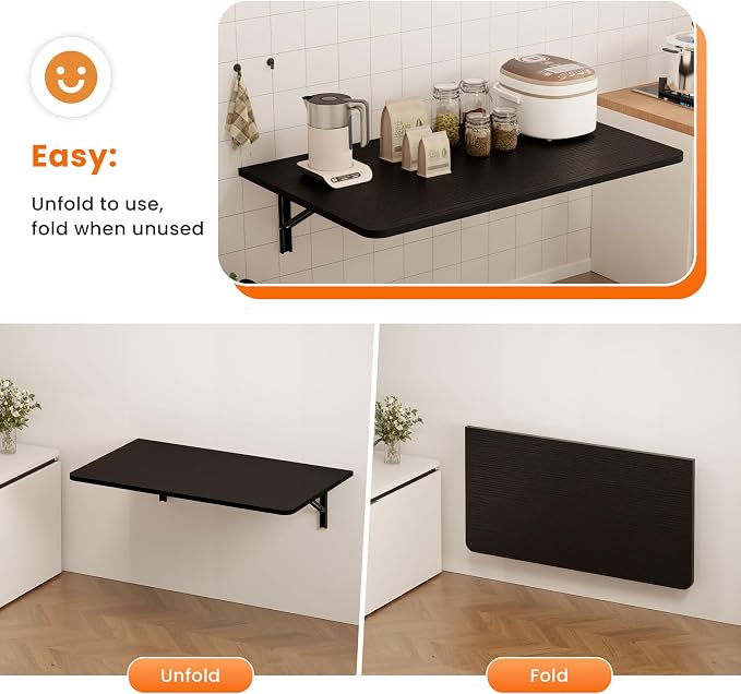 IAE Wall Mounted Floating Foldable Desk, Fold&Floating Design - Image 5