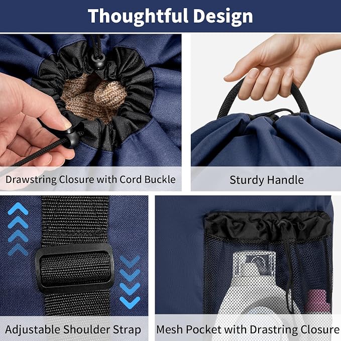 Laundry Bag Backpack with 3 Sizes Mesh Wash Bags and Shoulder Straps Foldable - Image 6