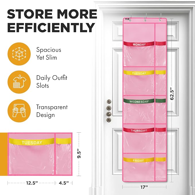 Over the Door Weekly Clothes Organizer - Image 2