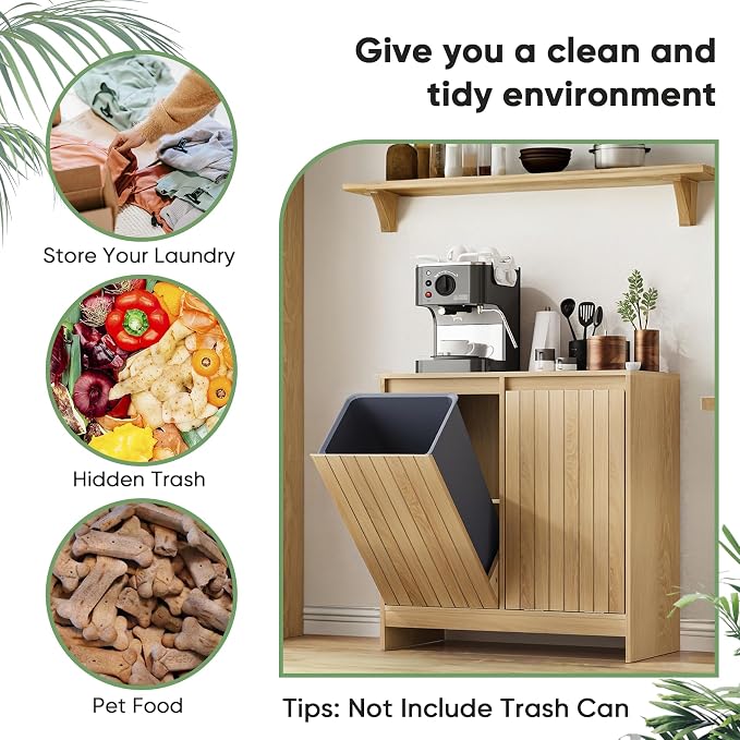 Smuxee Double Tilt Out Laundry Hamper Cabinet, Hidden Laundry Cabinet - Image 6
