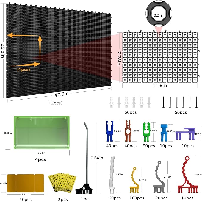 12 Black Plastic Peg Board Set Contains 428 Accessories, High Load-Bearing - Image 2