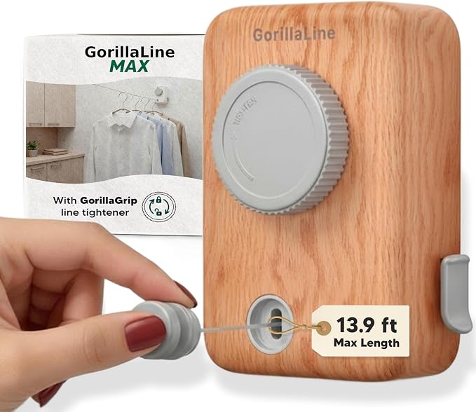 GorillaLine Max – Retractable Clothesline Indoor Outdoor, Non-Sagging Heavy by GorillaLine