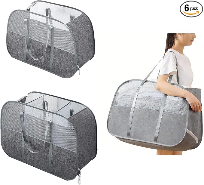 ６Pack Collapsible Laundry Baskets, Pop Up Mesh Laundry Hamper by LAZYTAIL