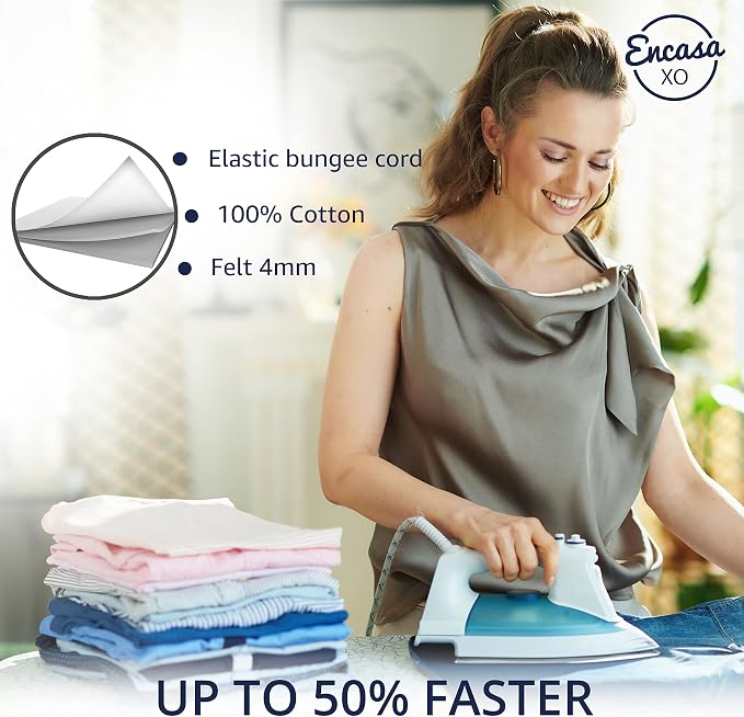 Encasa XO Ironing Board Cover and Pad 54"x18" - 4mm Felt X-Large Iron Board - Image 4