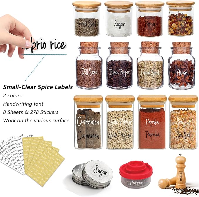 278 Pcs Clear Spice Labels Stickers Preprinted, Small-Stickable -Removable - Image 3