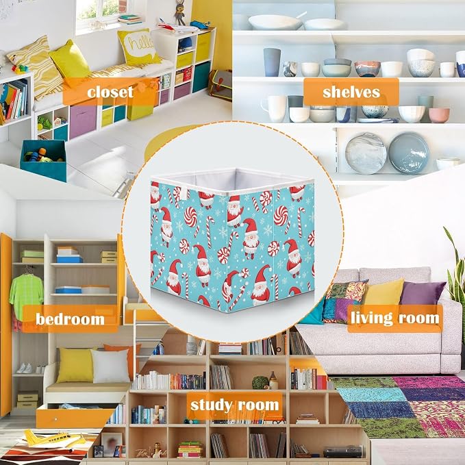 senya Large Storage Bins Christmas Candy Seamless Pattern Collapsible Foldable - Image 6