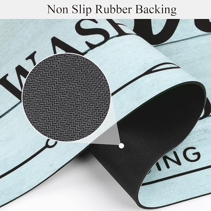 Pauwer Laundry Room Rug Runner 20"x60" Waterproof Rubber Laundry Mat Non Slip - Image 4